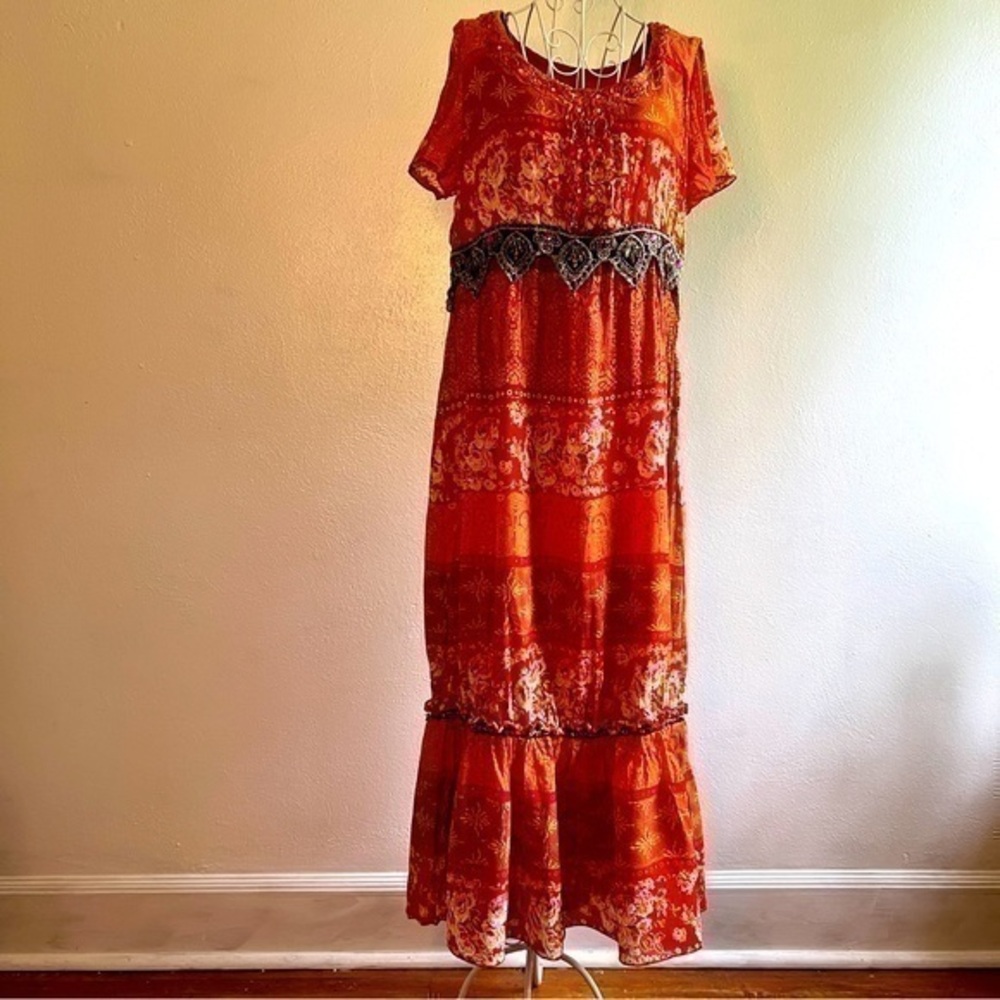 Signature by Robbie Bee bohemian maxi prairie dress, Sz 10. Preowned. Like new.